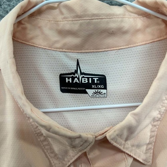 Mens Fishing Shirt Habit Vented Light Weight Solar Protection UV Size XL Peach - Picture 3 of 9